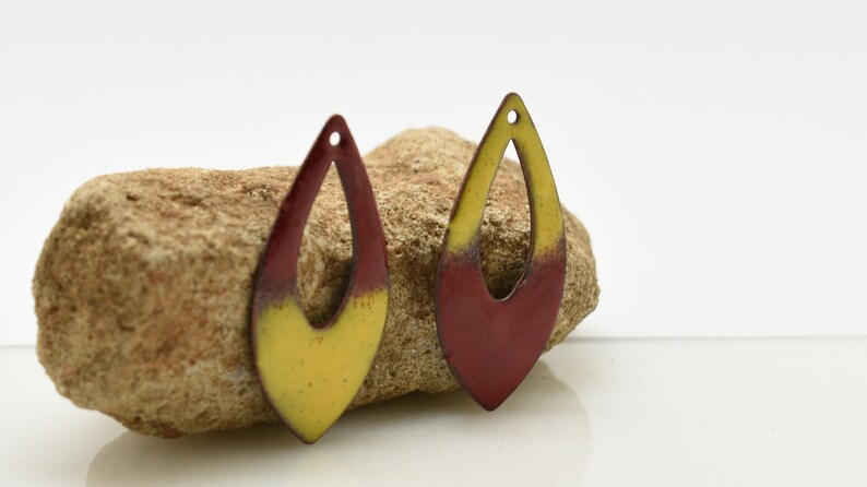 enameled jewelry boho earrings pair copper earrings jewelry component enameled copper Enameled copper copper jewelry jewelry making