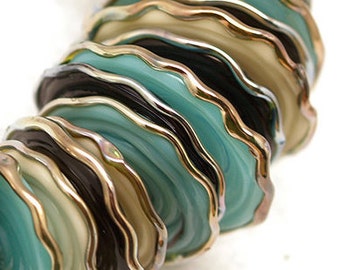 Lampwork Beads, Black Ivory  Turquoise disc,  lampwork glass beads, glass beads, lampwork beads sra, handemade lampwork, glass beads,  MTO