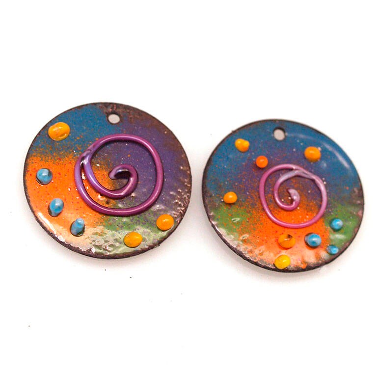 Enameled Copper Enameled Jewelry Jewelry Making Boho Etsy