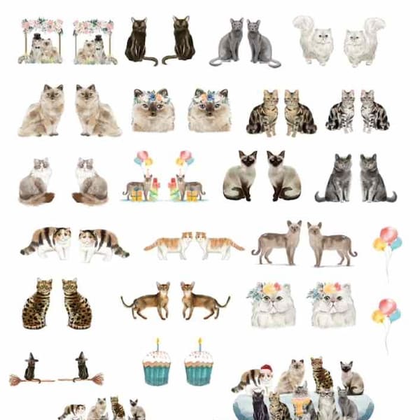 Decals, Cats Ceramic decals - Enamel Decal - Fusible Decal - Glass Fusing Decal ~ Waterslide Decal