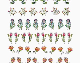 Overglaze Ceramic Flowers Decals - Enamel & Fusible Decal for Glass Fusing - Waterslide Decal 1001
