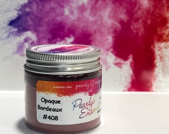 Pearly's emailpoeder nr. 408 dekkend bordeaux. (85 gr.) Ideaal voor fakkel/oven/cloisonné