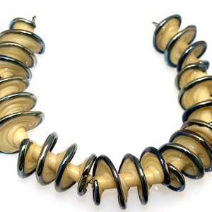 Ivory spiral  lampwork beads sra unique set of 7 glass beads MTO Lampwork Beads  glass beads, jewelry supplies, lampwork glass,