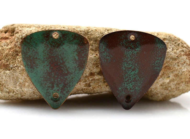 boho earrings copper jewelry Triangle Enameled copper jewelry making enameled copper jewelry component copper earrings pair