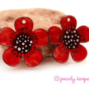 Enameled Copper, Red Flower image 1