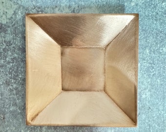 Copper Solid Square Bowl #2- Raw Copper, Size 76mm diameter\3" 20ga - 0.6mm height 1.5"