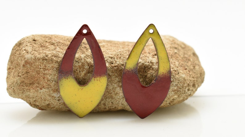 enameled jewelry boho earrings pair copper earrings jewelry component enameled copper Enameled copper copper jewelry jewelry making
