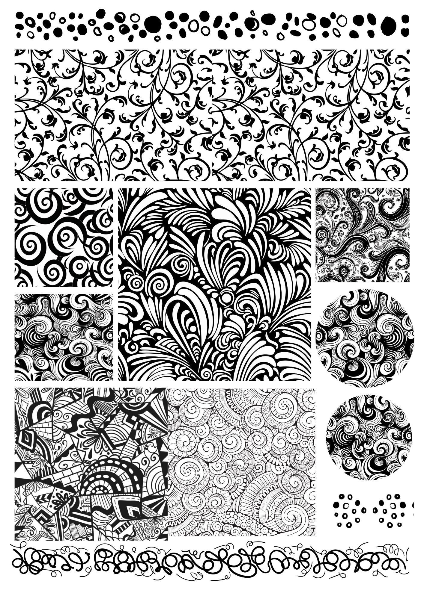 Simple Decal Patterns Overglaze Decals, Doodling Pattern Ceramic Decals - Enamel Decal ...