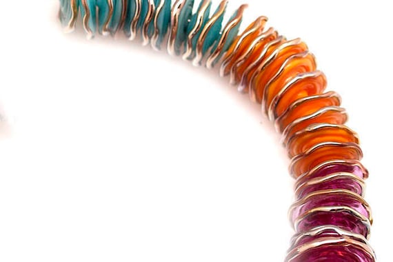 Light blue, orange, pink disc, lampwork beads, lampwork glass beads, glass beads, lampwork beads sra, handemade lampwork, glass beads, MTO