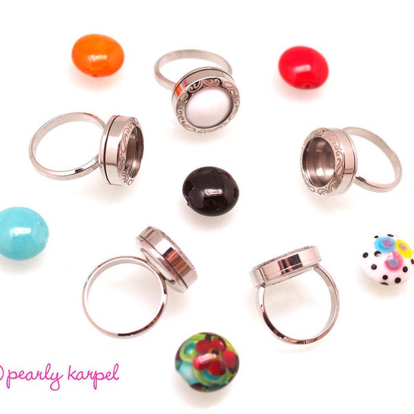 interchangeable ring,DIY Stainless Steel Bead holder, ring bead changeable, jewelry supplies, 317L Stainless Steel, beadable ring, gift