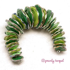 Lampwork Beads, Green disc, lampwork glass beads, glass beads, lampwork beads sra, handemade lampwork, glass beads,  MTO, jewelry supplies