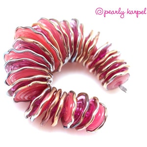 Lampwork Beads, Pink disc, lampwork glass beads, handmade beads, lampwork beads sra, handemade lampwork, glass beads,  MTO, jewelry supplies