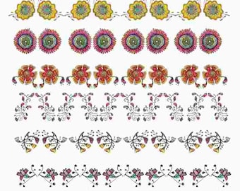 Overglaze Botanical Flowers Design, Ceramic Decals, Enamel and Glass Fusing Decals, Waterslide Decals, 1002