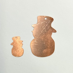 Solid Copper Blanks Snowman Blank #78, Stamped Enamel Disc, Customizable Stamping Blank, Copper Metal Stamping