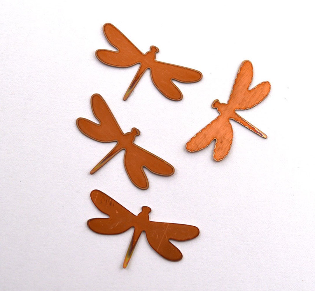 Copper 113 Dragonfly Copper Blank , Stamped Enamel , Solid Copper