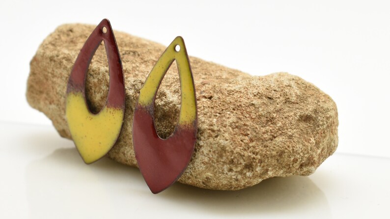 enameled jewelry boho earrings pair copper earrings jewelry component enameled copper Enameled copper copper jewelry jewelry making