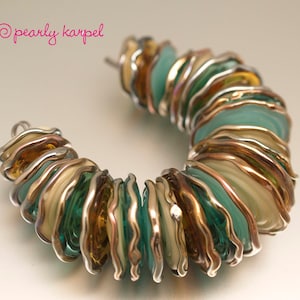 Hellbraun, dunkelblau, hellblaue Scheibe, Lampwork Perlen, Glasperlen, Glas, Lampwork Beads sra, handemade Lampwork, Glas, MTO