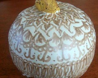 Hand painted Unique Zentangle-Inspired Pumpkin/Gourd Decoration for Fall & Winter Holidays OOAK