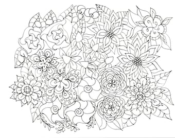 Adult Coloring Pages Flowers, Plants, Garden