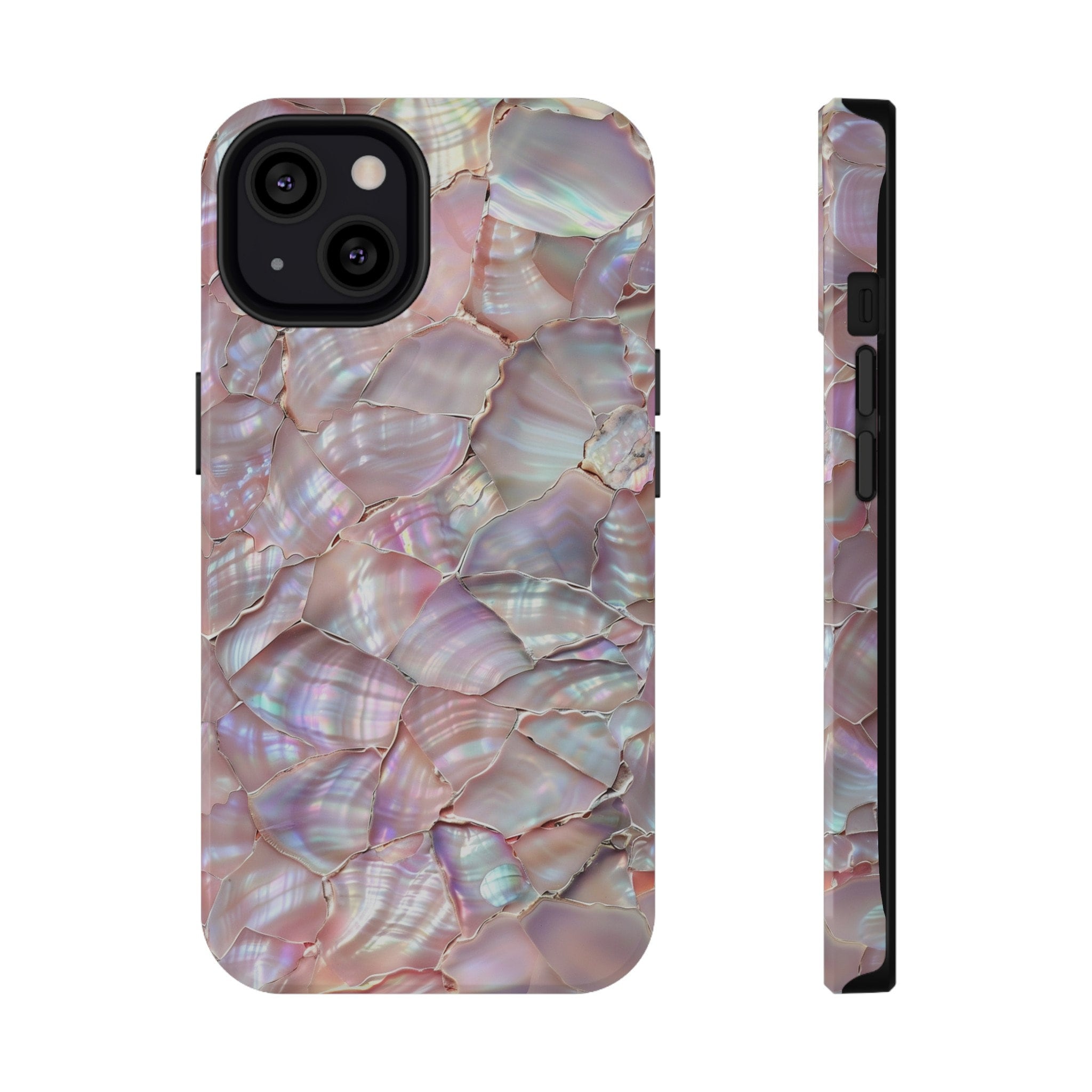 Iridescent Pink Pearl Mosaic Sea Shell Aesthetic Summer Phone Case for iPhone 15, Pro, Max, Plus, 14, 13, 12, 11, X, XS, XR, Samsung
