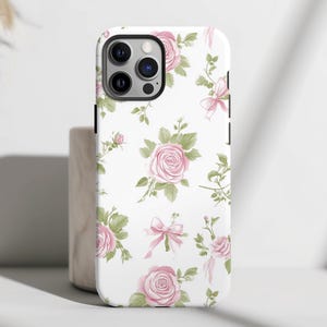 Rosa Bögen Blumen Handyhülle Koquette Blumen ästhetik Trendy Case iPhone 16, 15 Pro, Max, Plus, 14, 13, 12, 11, X, XS, XR