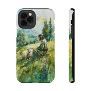 Jesus And Lost Sheep Phone Case, Christian Watercolor God Faith, for iPhone Fits iPhone 17, 16, 15 Series, Samsung Galaxy S25, S24 Models image 7