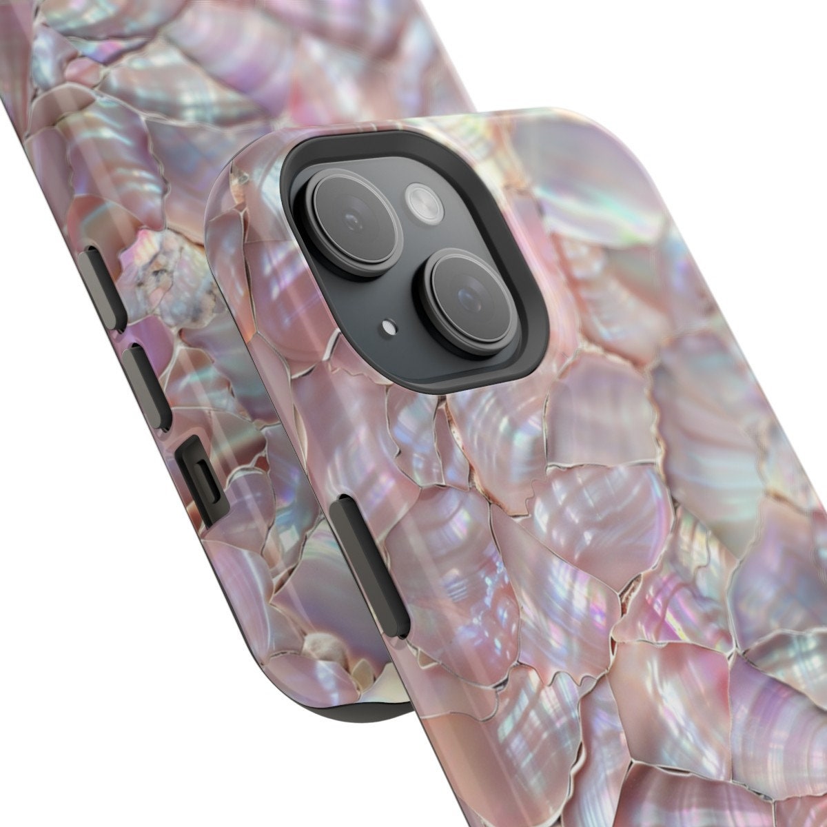 Iridescent Pink Pearl Mosaic Sea Shell Aesthetic Summer Phone Case for iPhone 15, Pro, Max, Plus, 14, 13, 12, 11, X, XS, XR, Samsung
