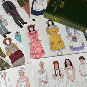 ANNE of GREEN GABLES | Paper Doll Printable | Anne, Diana, Gilbert, Matthew, Marilla, Rachel | Printable Paper Dolls | Literary Characters
