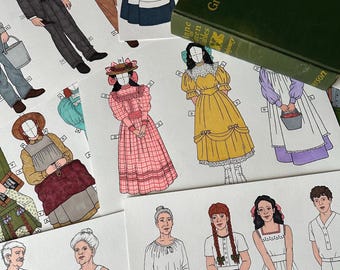 ANA DE LAS TEJAS VERDES / Muñecas de papel imprimibles / Ana, Diana, Gilbert, Matthew, Marilla, Rachel / Muñecas de papel imprimibles / Personajes literarios