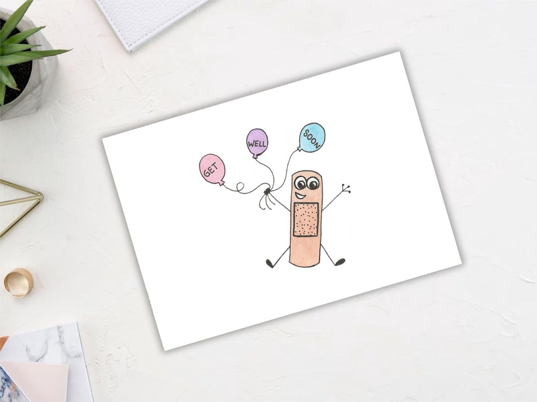 Printable Get Well Soon Card Bandaid Get Well Greeting Card Print at ...