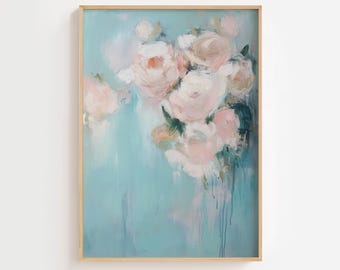 Blue Modern Abstract Floral Art - modern Wall Art - Printable Wall Art . Minimalist art print - Wall Decor - Contemporary - DIGITAL DOWNLOAD