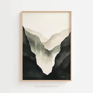 Green Abstract Watercolor Art Print - Printable Wall Decor for Living Room and a gift for her or home, DIGITAL DOWNLOAD