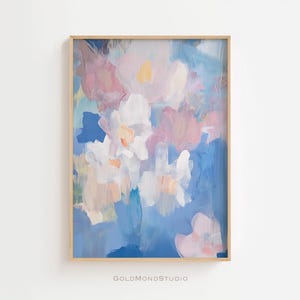 Blue Modern Abstract Floral Art - modern Wall Art - Printable Wall Art . Minimalist art print - Wall Decor - Contemporary - DIGITAL DOWNLOAD