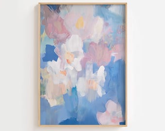 Blue Modern Abstract Floral Art - modern Wall Art - Printable Wall Art . Minimalist art print - Wall Decor - Contemporary - DIGITAL DOWNLOAD