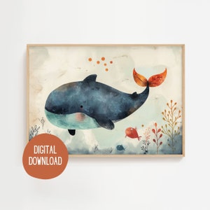 Wal Poster, Aquarell Wal Poster, Kinderzimmer Wandkunst, Spielzimmer Dekoration, Aquarell Poster, Moderne Wohndekoration, Digital Download