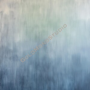 Pode incluir: Pintura abstrata com um gradiente de cores. A obra de arte transita do branco no topo, por tons de verde e azul, para um azul profundo na parte inferior. O texto "GOLDMONOSTUDIO" &eacute; vis&iacute;vel.