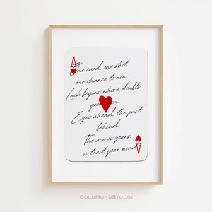 Stampa artistica da parete alla moda con asso di cuori, poster di poesia, stampa retrò alla moda, poster di carte da gioco, decorazione da parete, arte da parete, carta asso, DOWNLOAD DIGITALE