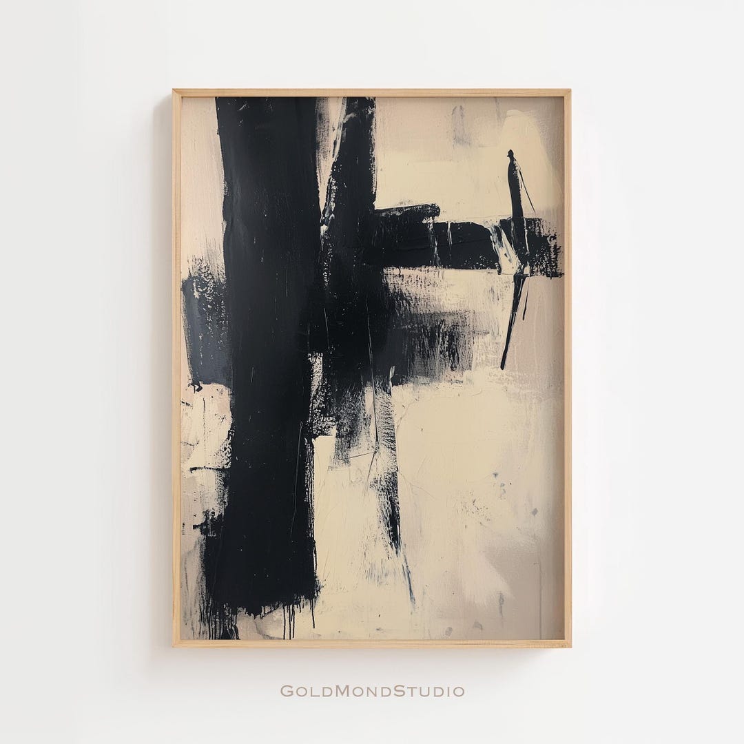 Beige Black Modern Abstract Printable Wall Art - Minimalist Art Print ...