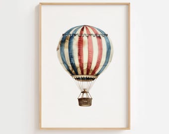 Hot Air Balloon Print, Vintage Poster, Hot Air Balloon Print, Travel Poster, watercolor hot air balloon, Nursery Decor, DIGITAL DOWNLOAD