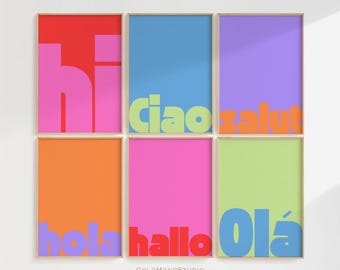 Hi Poster Set, Hi Poster, Ciao Print, Printable Wall Art, Abstract Poster, Wall Decor,Contemporary,Multicolor,Living Room, DIGITAL DOWNLOAD