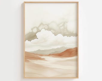minimalist Landscape Watercolor Art Print - Printable Wall Decor for Living Room and a gift for her and home, home decor, DOWNLOAD