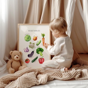Póster de verduras, verduras arcoíris, póster para el aula, decoración de pared para habitación infantil, póster educativo, póster MONTESSORI, descarga digital