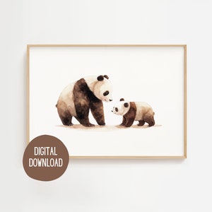 Baby Panda Bear Nursery Print, Nursery Wall Art, Printable Wall Art, Wall Decor, Watercolor Wall Art, Download