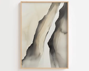 Gray Abstract Landscape Watercolor Art Print - Printable Wall Decor for Living Room and a gift for her or home, DIGITAL DOWNLOAD