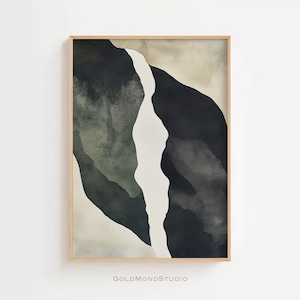 Green Abstract Watercolor Art Print - Printable Wall Decor for Living Room and a gift for her or home, DIGITAL DOWNLOAD