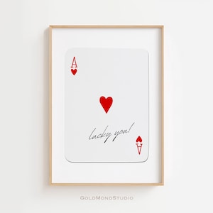 Trendy Ace of Hearts Poster, Retro Wall Art, Vintage Wall Art, Trendy Wall Art, Playing Card Poster, Lucky You, Wall art, DIGITAL DOWNLOAD