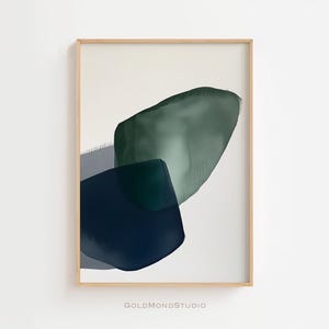 Watercolor Wall Art – Abstract Green Blue Poster – Large Printable Art – Modern Minimalist  Blue Beige Yellow Painting – Digital Download