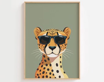 チーターポスター、チータープリント、ティーン寝室ポスター、子供部屋の壁アート、壁装飾、印刷可能な壁アート、壁アート、モダン壁アート、ダウンロード