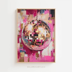 Disco Ball Poster - Retro Bar Wall Art - Vintage Trendy Wall Art - Printable wall art - Home Decor - Girly Pink wall art - DIGITAL DOWNLOAD