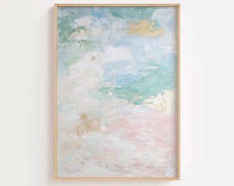 Modern Abstract Wall Art Green Pink Gold - Printable Wall Art - Impressionist art print - Wall Decor - Contemporary Art - DIGITAL DOWNLOAD